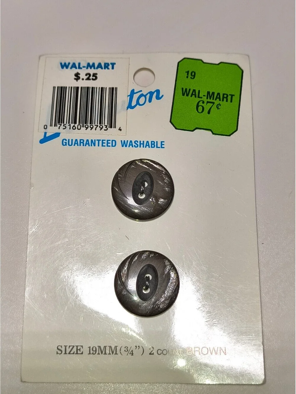 Vintage Le Bouton Brown 19mm Buttons - 2 Count